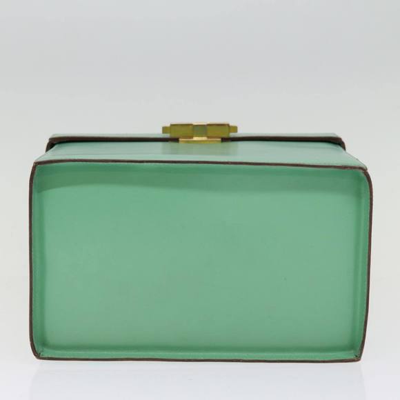 CELINE Vanity Cosmetic Pouch Leather Green Auth 74541 - Picture 5 of 16